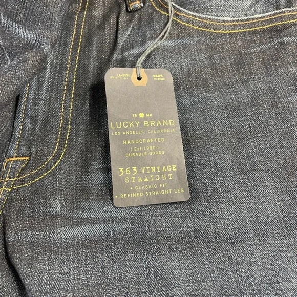 Lucky Brand 363 Vintage Straight Jeans Mens 36x32 Aliso Viejo Blue 7M12264 NEW - Picture 6 of 12